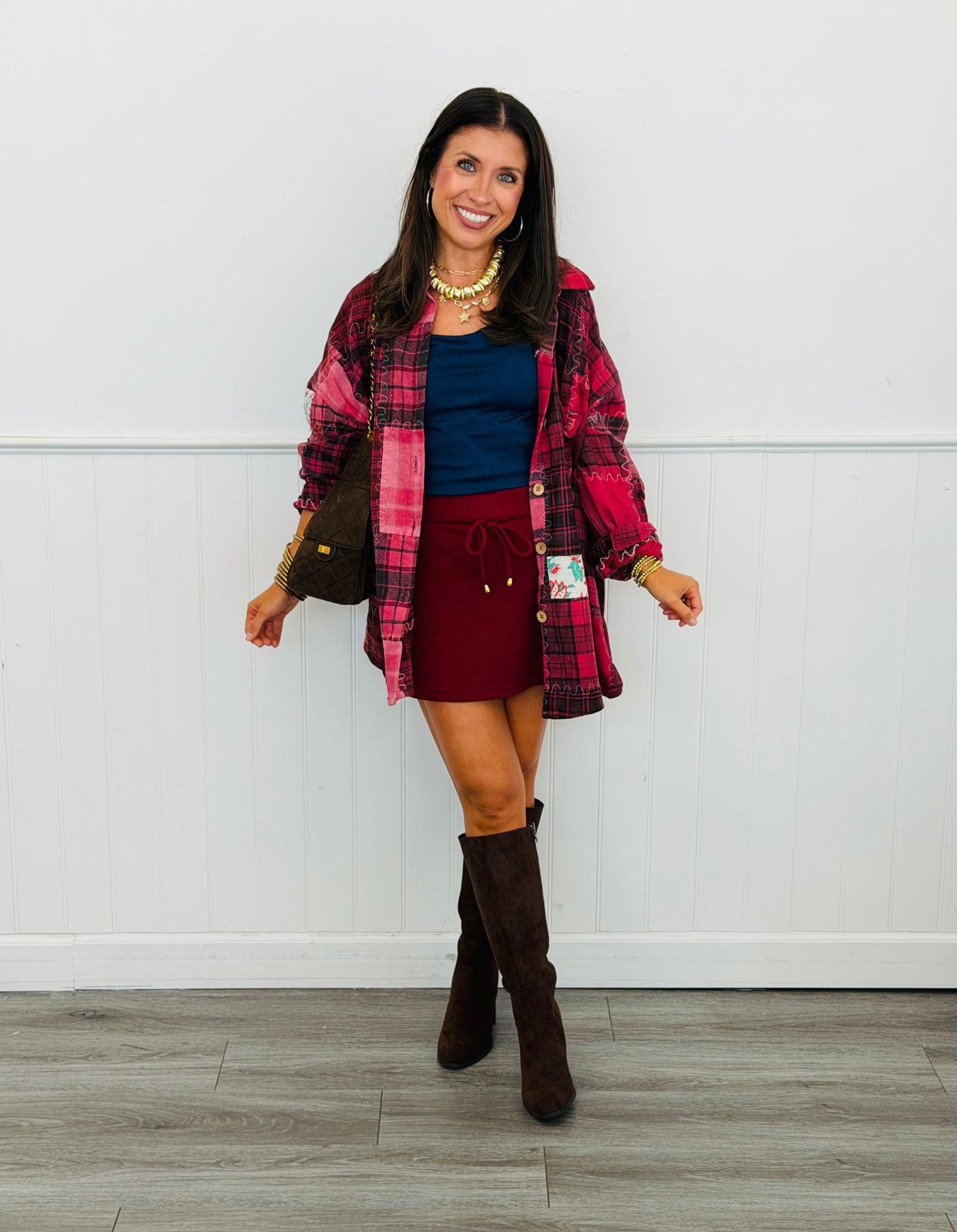 POL Cherry Multi Plaid Button Down Shirt (Reg.)