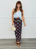 Brown/Blue Polka Dot Sheer Overlay Maxi Skirt (Reg.)