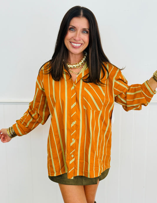 Pumpkin Striped Long Sleeve Shirt (Reg.)