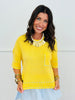 Butter Yellow Contrast Stitch Sweater Top (Reg.)