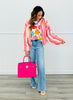 Orange/Pink Striped Zip Up Jacket (One Size)