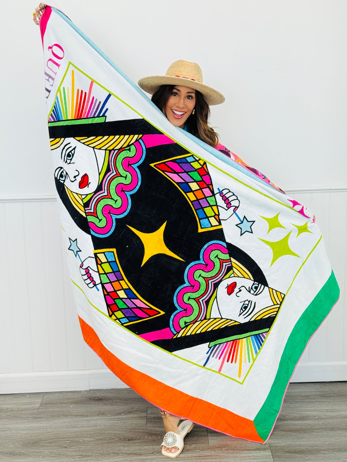 Queen Of Sparkles Card Logo Oversized Beach Towel