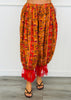 Rust Floral Lace Hem Harem Pants  (Reg & Plus)