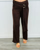 Luxe Chocolate Buckled Sash Pants (Reg.)