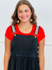 Black Embroidered Lace Pinafore Midi Dress (Reg & Plus)
