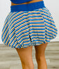 Royal Blue Multi Stripe Bubble Mini Skirt (Reg.)