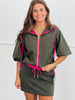 Army Green Two Tone Mini Skirt (Reg & Plus)