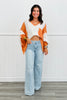 POL Ivory/Orange Color Block Balloon Sleeve Top (Reg.)