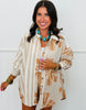 Burnt Orange Mixed Print Button Down Shirt (Reg. and Plus)