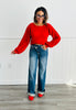 Red Ribbed Bubble Sweater (Reg.)