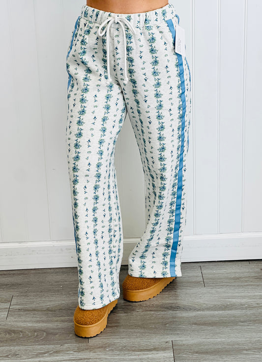 H Grey/Blue Fleece Contrast Side Tape Pants (Reg.)