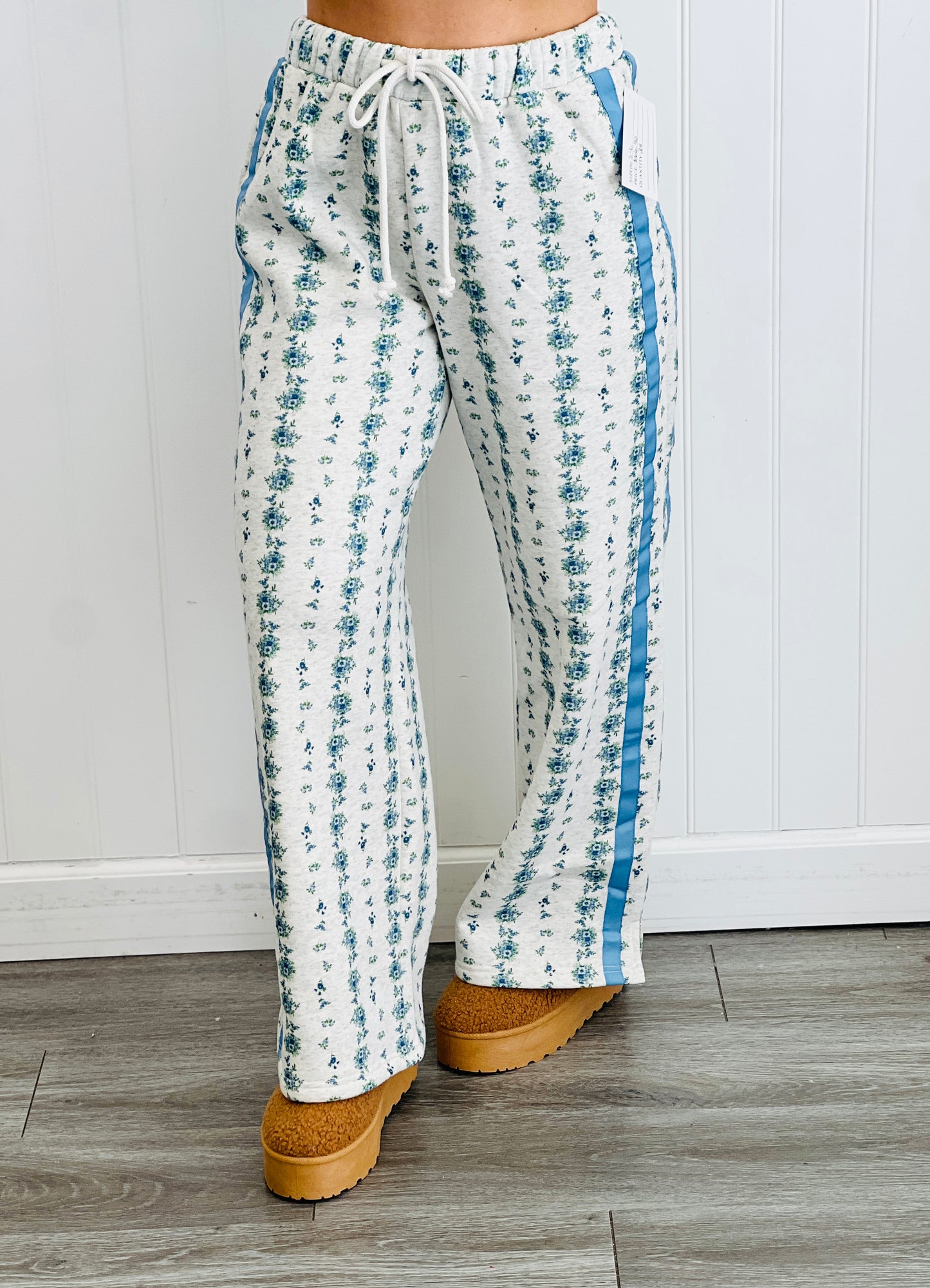 H Grey/Blue Fleece Contrast Side Tape Pants (Reg.)