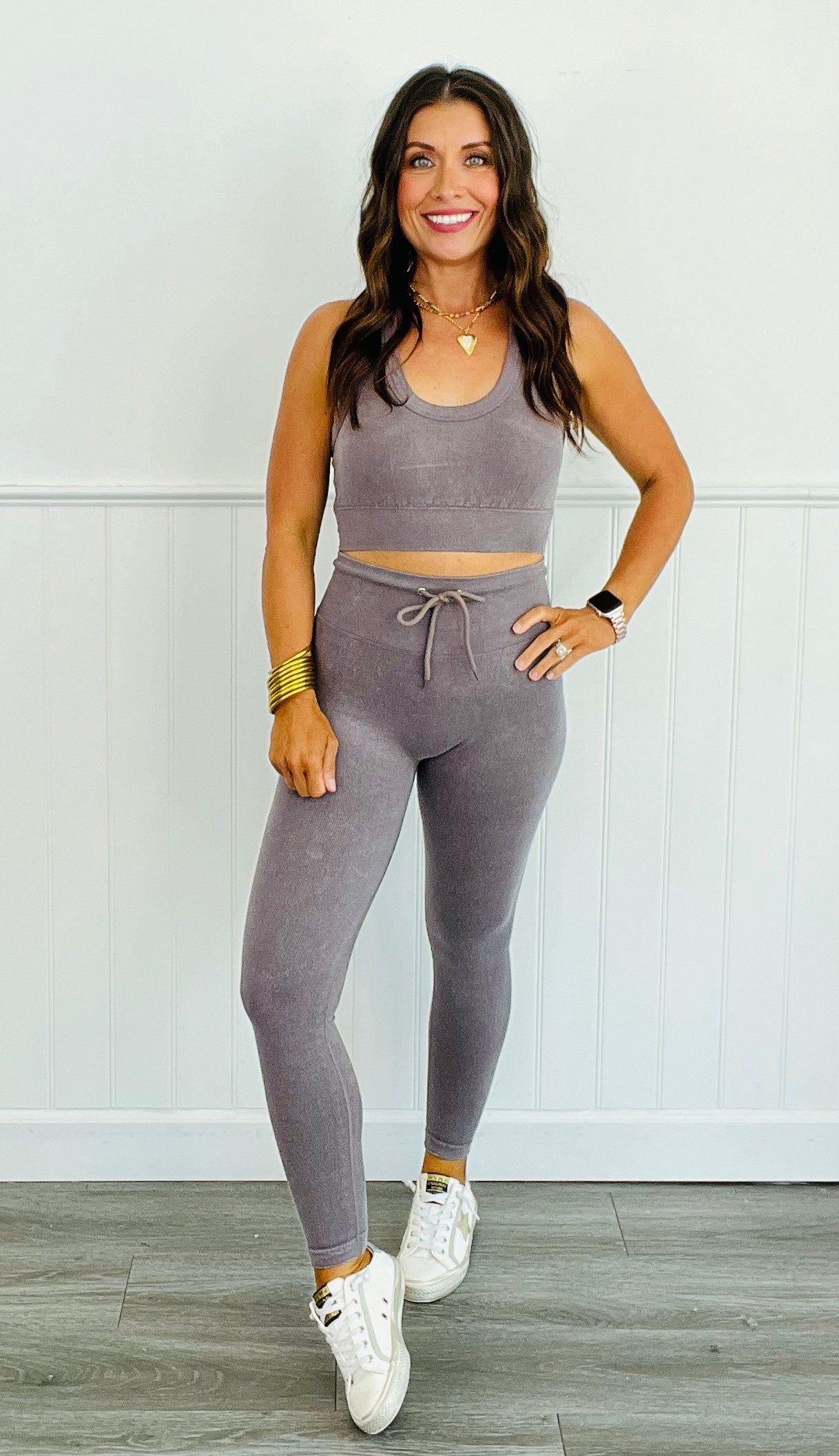 Washed Tank Top & Leggings Set (Reg)-3 Colors