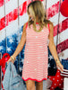 30a- Red Striped Wave Mini Dress