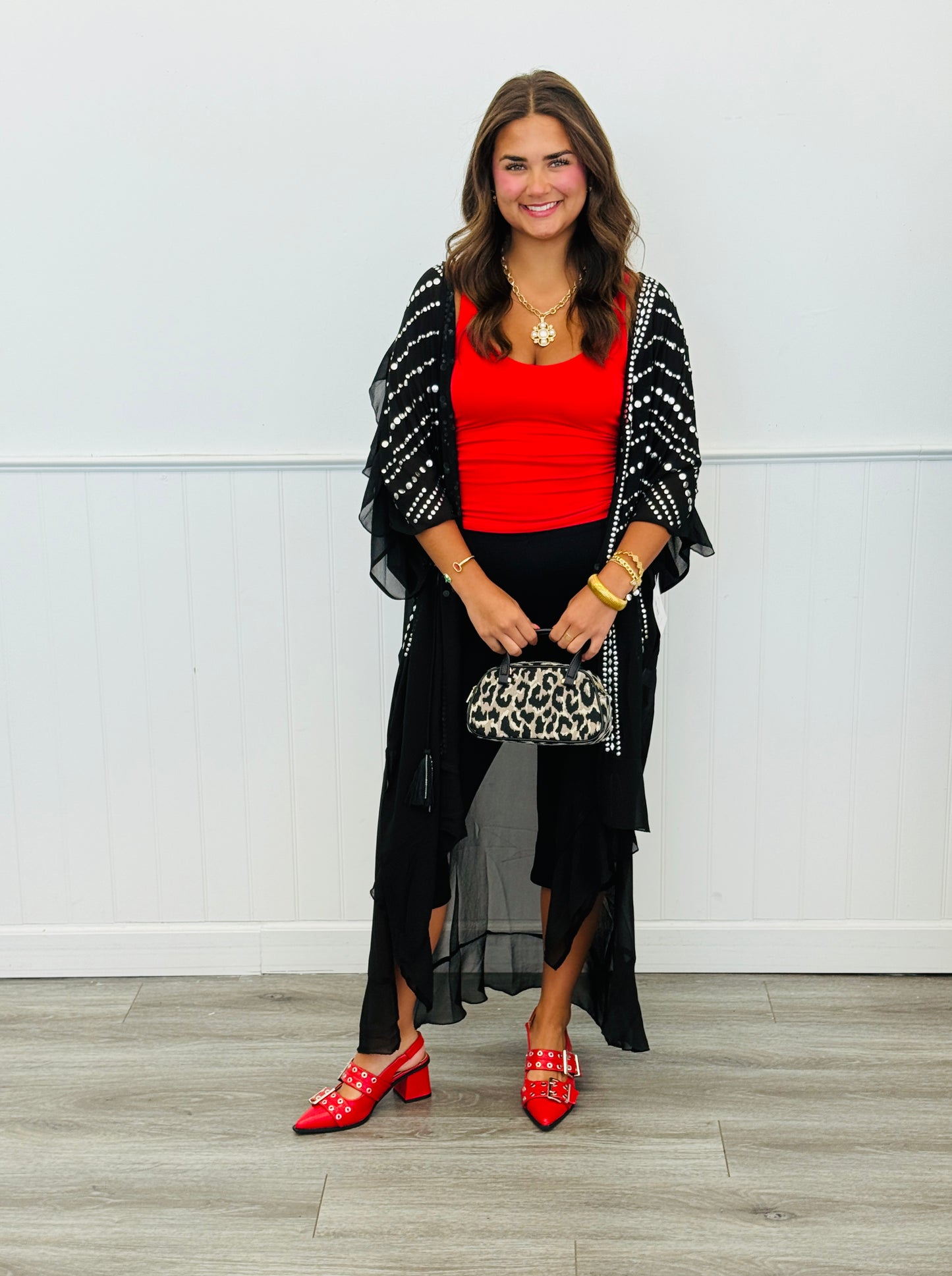 Black Front Tie Tassel Longline Cardigan (OS & Plus)