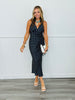 Black Polka Dot Zip Back Midi Dress (Reg.)