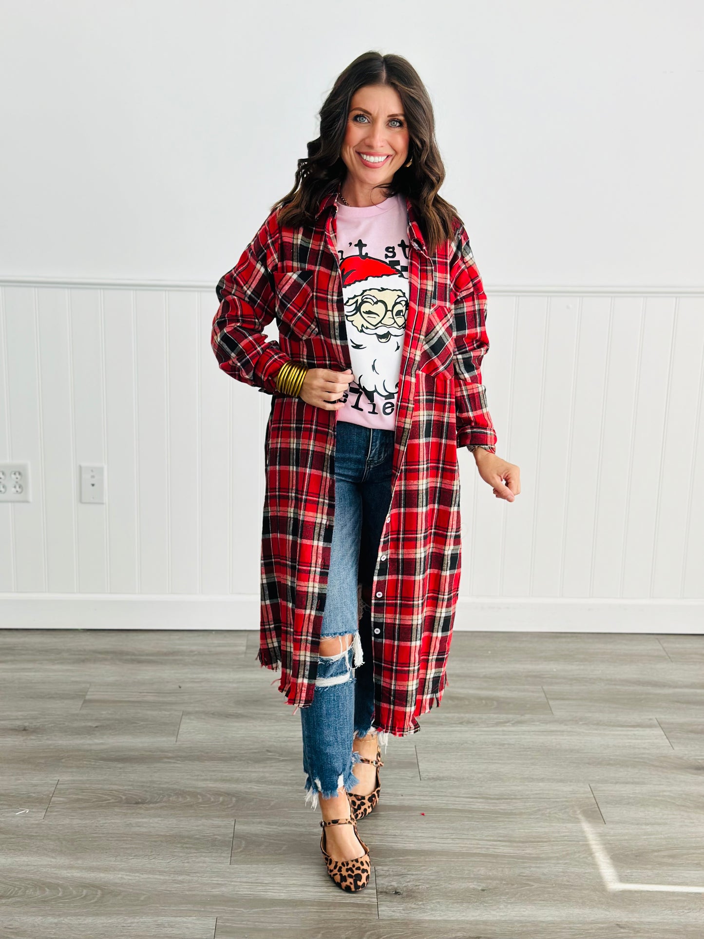 Cozy Long Plaid Shirt (Reg & Plus)-2 Colors