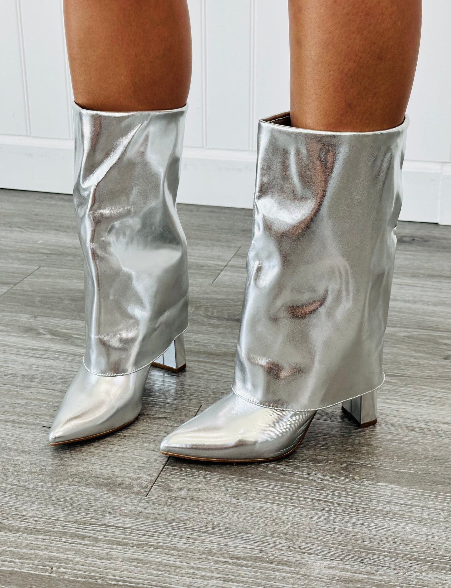 Silver Simply Shine Fold Over Boots