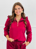 Burgundy Ruffle Trim Detail Cable Knit Top (Reg. and Plus)