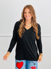 V-Neck Long Sleeve Top (Reg. and Plus) - 2 Colors