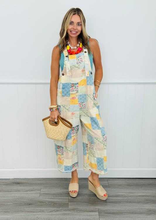 Floral Patchwork Overalls (Reg. and Plus)