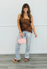 Mocha Strapless Satin Lace Trim Top (Reg.)