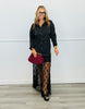 Black Lace Pearl Button Down Top & Maxi Skirt (Reg.)