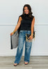 Black Sleeveless Halter Cape Top (Reg.)
