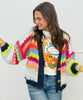 Navy Multi Stripe Chunky Knit Cardigan (Reg & Plus)