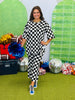 Checkered Print Top and Pants Set (Reg. and Plus)