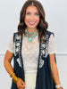 POL Charcoal Pearl Floral Open Cardigan (Reg.)