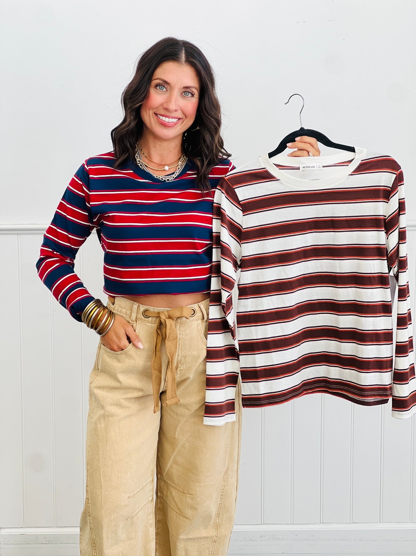 Multi Striped Long Sleeve Top (Reg.) - 2 Colors