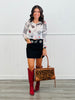 Ivory Rock & Roll Long Sleeve Mesh Top (Reg. & Plus)