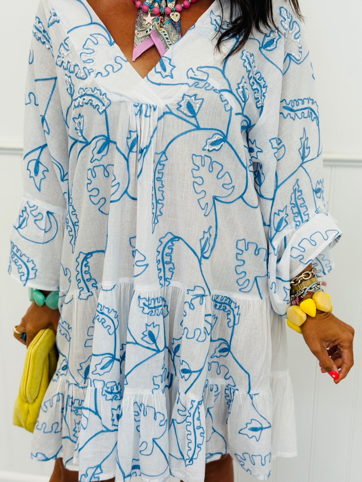 POL Ivory Multi Embroidered Mini Dress (Reg.)