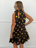 Brown Polka Dot Adjustable Tie Neck Sleeveless Mini Dress (Reg.)