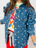 Medium Denim Polka Dot Ruffled Jacket (Reg.)