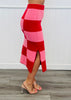 Red/Pink Checkered Knit Pencil Midi Skirt (Reg. and Plus)