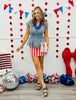 Washed Denim Peplum Vest Top (Reg.)