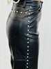 Black Vegan Leather Pearl Detailed Wide Leg Pants (Reg.)