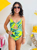 Neon Yellow Tropical One Piece Swimsuit (Reg.)