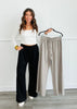 High Waist Wide Leg Pants (Reg & Plus)-2 Colors
