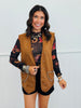 Camel Faux Suede Studded Vest (Reg.)