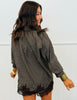 Brown Plaid Lace Trim Oversized Shirt (Reg.)