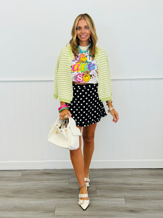 Black Polka Dot Ruffle Hem Mini Skort (Reg.)