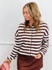 Brown/White Striped Button Up Sweater Cardigan (Reg.)