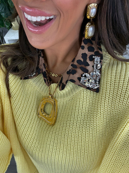 Leopard Crystal Faux Collar (OS)