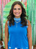 Blue Checkmate Ribbed Tank Top (Reg. and Plus)
