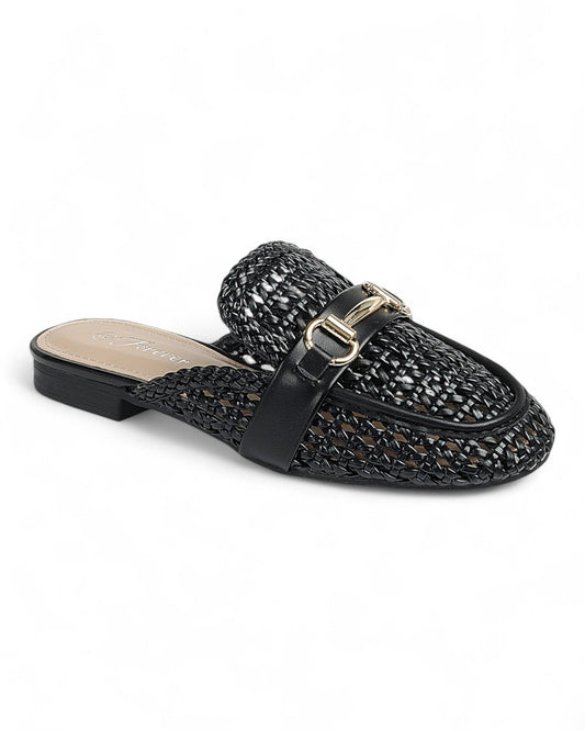 Black Riviera Woven Mule