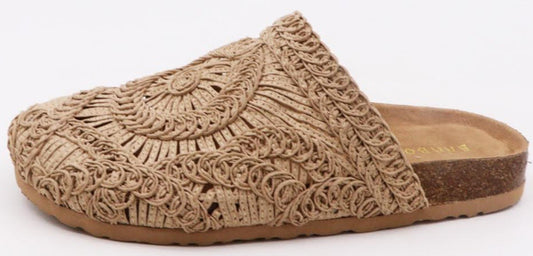Natural Wonderfully Woven Slip On Mules