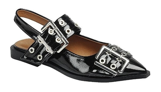 Black Buckle It Up Slingback Flats